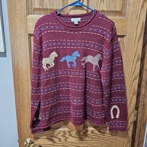 Red Horse Pattern Sweater